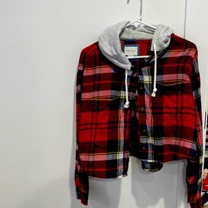 American eagle cropped plaid bourbon up with hood